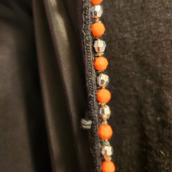 Lucky Brand Cardigan Black Cashmere Wool Angora Rabbit Hair Blend Beaded Med vtg - Picture 5 of 8